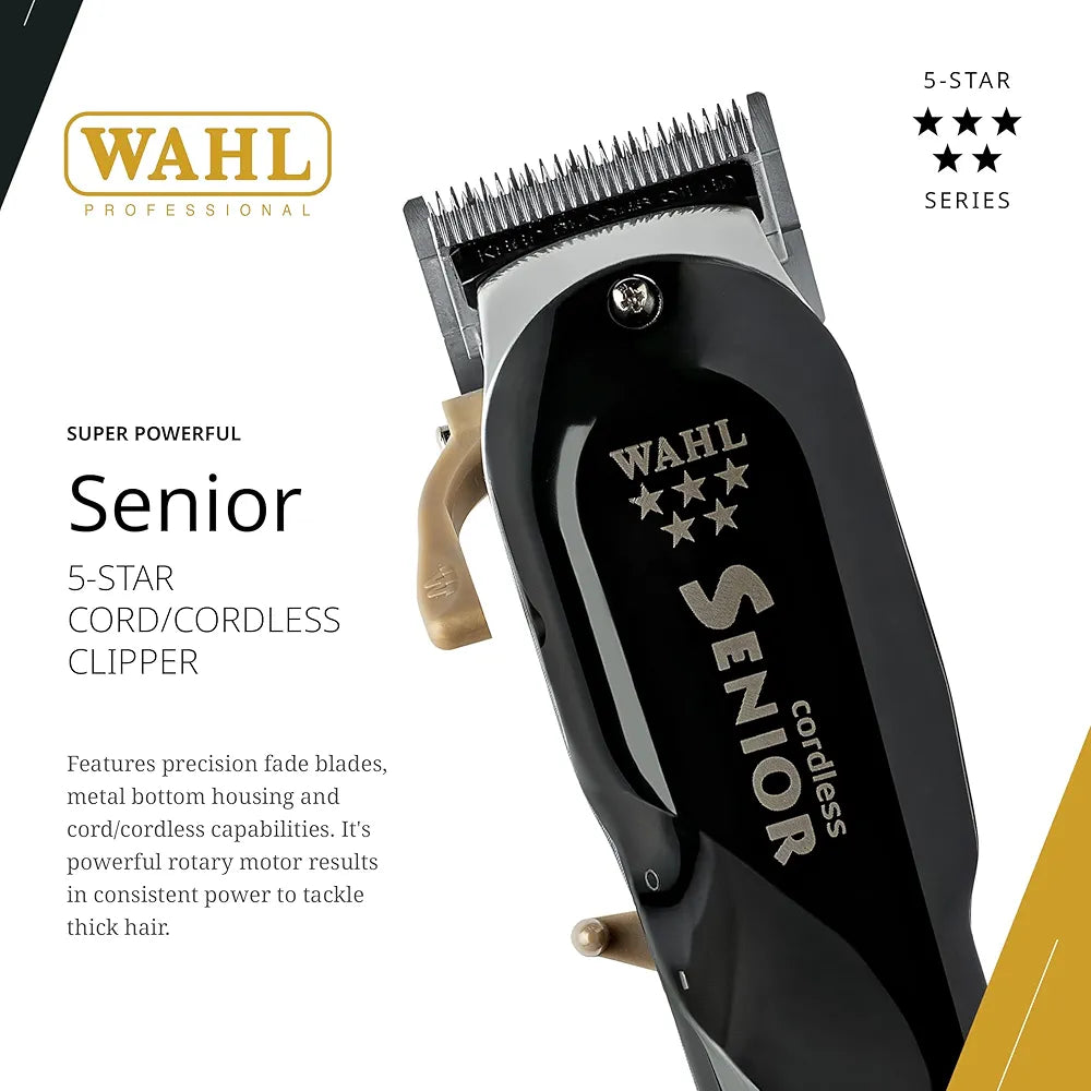 WAHL SENIOR CORDLESS PROFESSIONAL HAIR CLIPPER- BLACK - D' Mayra Beauty Supply 