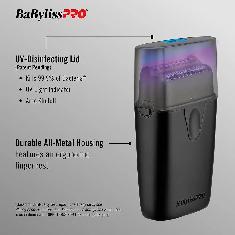 BaBylissPRO UVFOIL UV-Disinfecting Metal Double-Foil Shaver - D' Mayra Beauty Supply 