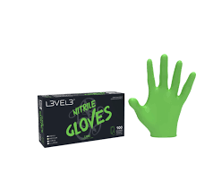 Level 3 Nitrile Gloves- Lime Green (MEDIUM) - D' Mayra Beauty Supply 