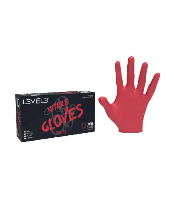 Level 3 Nitrile Gloves Redish- SMALL - D' Mayra Beauty Supply 