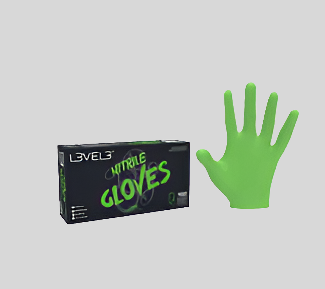 Level 3 Nitrile Gloves- Lime Green (LARGE) - D' Mayra Beauty Supply 