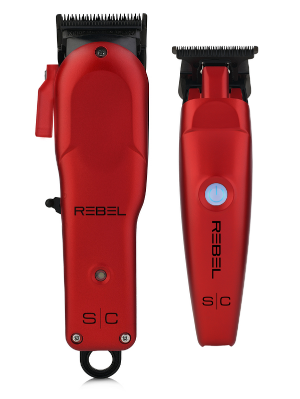 Rebel Cordless Hair Clipper and Trimmer Combo #SC203R - Red